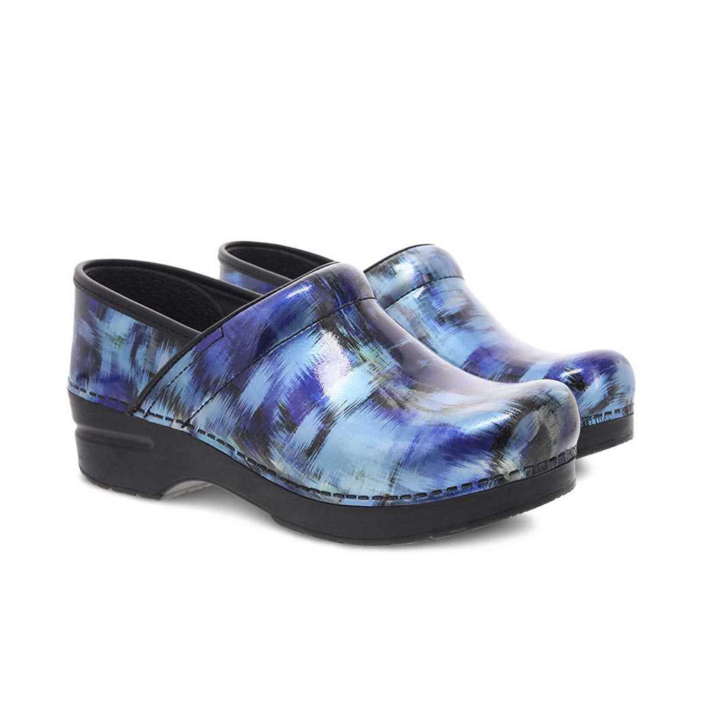 Dansko Professional Blue Brush Patent Clog Pair